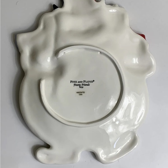 Fitz And Floyd Frosty Friends Snowman Plate Canape Snack Dish Christmas Vintage - Picture 4 of 9